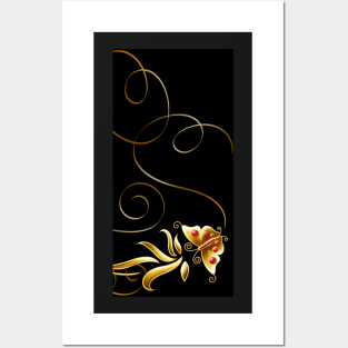 Golden Butterfly Posters and Art